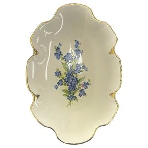Vintage Holley Ross 22K‎ Gold Trim Distinguished China Floral Serving Nut Dish